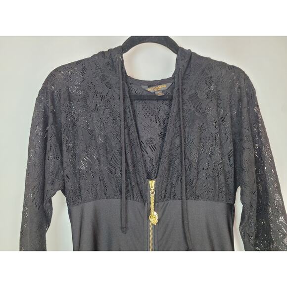 Vintage Rocawear Womens 3/4 Zip Lace Black Hoodie Jacket Size Small - Picture 2 of 11